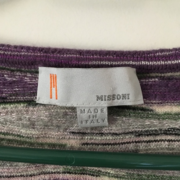MISSONI Purple + Grey Ripple Crop Wool Blend Cardigan Sweater XS - Picture 3 of 4